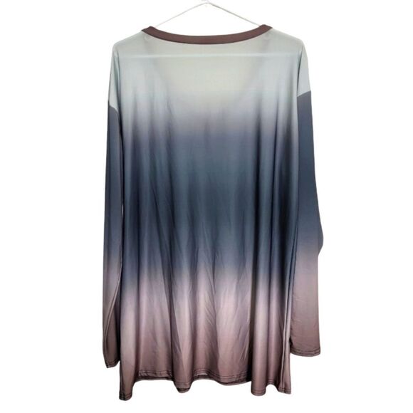 Lily by Firmiana Gray Green Pink Ombre Top - Picture 2 of 5